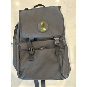 Official Monster Juice Black Promo‎ Padded Backpack  Zippers Pockets 17" New